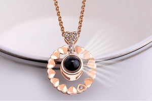New Rose Gold 100 Languages I Love You Projection Pendant Necklace Romantic Love Memory Wedding Necklace