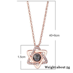New Rose Gold 100 Languages I Love You Projection Pendant Necklace Romantic Love Memory Wedding Necklace