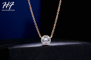 Small Round 1 carat Cubic Zirconia Rose Gold Color Pendant Necklace Hot Jewelry for Women and Girls N388 N453 N454