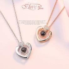 Load image into Gallery viewer, New Rose Gold 100 Languages I Love You Projection Pendant Necklace Romantic Love Memory Wedding Necklace