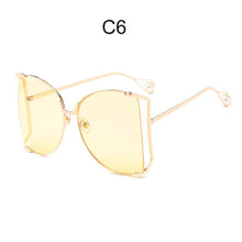 Load image into Gallery viewer, Fashion Oversized Sunglasses Women 2022 Brand Designer Big Square Sun Glasses Pearl Decoration Cat Eye Shades Butterfly Eyewear
