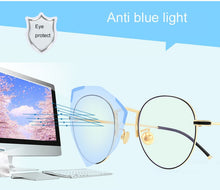Load image into Gallery viewer, Computer Glasses 2022 Spectacle Frames Anti Blue Light Goggles Metal Eyeglasses Frame Women Round Clear Lens Fake Glasses