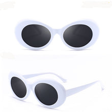 Load image into Gallery viewer, DOKLY White Cat Eye Oval sunglasses bella hadid Instagram sunglasses bella hadid Vintage NIRVANA Kurt Cobain Round Sunglasses