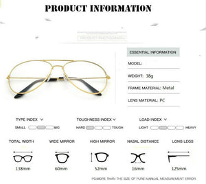 Hot Classic Clear Glasses Gold Frame Vintage Sunglass Women Men Optical Aviation Eyeglasses Transparent Clear Oculos De Grau