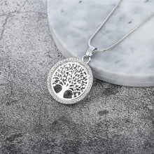 Carica l&#39;immagine nel visualizzatore di Gallery, Tree of Life Crystal Round Small Pendant Necklace Gold Silver Color Bijoux Collier Elegant Women Jewelry Gifts