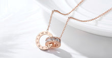 Load image into Gallery viewer, Luxury Elegant Crystal Choker Fashion Roman Digital Stainless Steel Gold Silver Color Pendant Necklaces for Women Jewelry