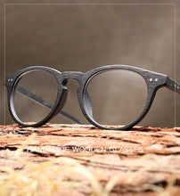 Load image into Gallery viewer, Vintage Clear Glasses Cat Eye Wooden Glasses Frame Men Women Transparent Lens Glasses Wood Optical Eyewear frames