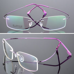Seemfly Titanium Rimless Men Women Glasses Lightweight Spectacle Frameless Clear Lens Eyeglasses Plain Mirror Female Goggle