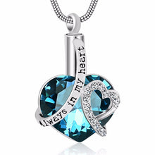 Load image into Gallery viewer, Always in my heart Locket screw Heart cremation memorial ashes urn birthstone necklace jewelry keepsake pendant
