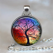 Load image into Gallery viewer, Tree Of Life Glass Cabochon Statement Necklace &amp; Pendant Jewelry Vintage Charm Chain Choker Steampunk Jewelry Gift for Women