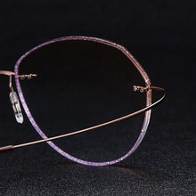 Load image into Gallery viewer, Gmei Optical Stylish Ultra-light Brown Titanium Alloy Women&#39;s Rimless Glasses Frame With Gradient BrownTint Plano Lenses T80899