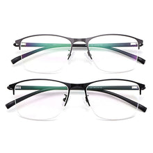Load image into Gallery viewer, Gmei Optical Men Square Ultralight Titanium Alloy Semi-Rimless Glasses Frame Polarized Clip on Sunglasses S9341