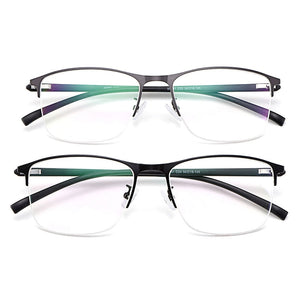 Gmei Optical Men Square Ultralight Titanium Alloy Semi-Rimless Glasses Frame Polarized Clip on Sunglasses S9341