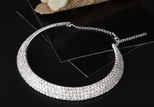 Load image into Gallery viewer, Wedding Bridal Choker Multi-lay Row Rhinestone Crystal Necklace Silver Plated Jewelry for Women Necklaces Elegant Girl Love Gift