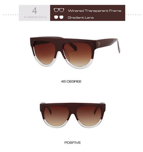 Flat Top Oversized Women Sunglasses Retro Shield Shape Luxy Brand Design Big Frame Rivet Shades Sunglasses Women UV400 Eyewear