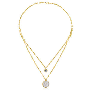 LUXUKISSKIDS New Arrival Jewelry Necklace Romantic Crystal Pendant Necklace CZ Double Chain Necklace Gold/ Steel Color