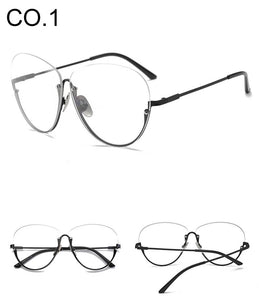 2022 Tendenza Occhiali Chiari Donne Lenti Trasparenti Montature da vista Superstar Unico Trasparente Oculos Semi Senza Montatura Per Occhiali Occhiali Finti 