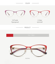 Load image into Gallery viewer, Metal Women Metal Glasses Frame Cat Eye Glasses Women Myopia Optical Clear Eyeglasses Frame Designer Vintage