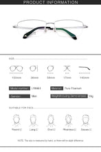 Load image into Gallery viewer, Gmei Optical Ultralight 100% Pure Titanium Half Rim Glasses Frame For Business Men Myopia Reading Prescription Spectacles LR8961