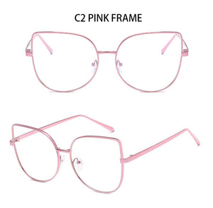 Metal cat eye Glasses transparent Gold Frame Glasses Optics Eyeglasses Clear Lens Women Men Fake Glasses Female UV400