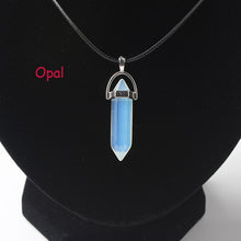 Load image into Gallery viewer, Hexagonal Column Necklaces Natural Crystal Pendants Stone Pendant Leather Chains Necklace For Women Fashion Jewelry
