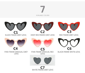 Love Heart Sunglasses Women Big Frame Personality Sunglass Fashion Cute Sexy Retro Cat Eye Vintage SunGlasses Pink Female