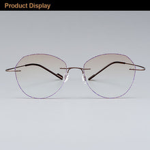 Load image into Gallery viewer, Gmei Optical Stylish Ultra-light Brown Titanium Alloy Women&#39;s Rimless Glasses Frame With Gradient BrownTint Plano Lenses T80899