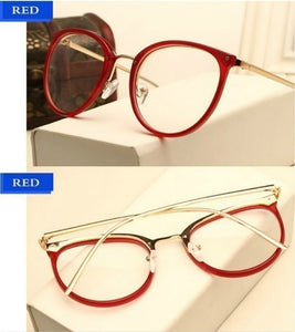 Retro Women Eyeglasses Cat Eye Metal Full Glasses Frame Optical Spectacles Round Vintage Eye Glasses