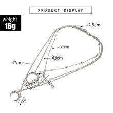 Load image into Gallery viewer, Boho Silver Color Circle Map Horns Pendant Necklace for Women Long Charms Layering Necklaces Party Jewelry Collars 6941