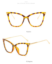Load image into Gallery viewer, Retro glasses frame women cat eye eyeglasses Large transparent clear eye glasses frames for women  metal leg