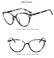 Load image into Gallery viewer, Black  Spectacle frame cat eye Glasses frame clear lens Women brand Eyewear optical frames myopia transparentTemples for glasses