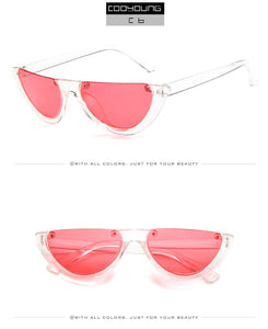 Fashion Cat Eye Style Half Rimless Frame Sunglasses Women Brand Design Gradient Sun Glasses Oculos De Sol