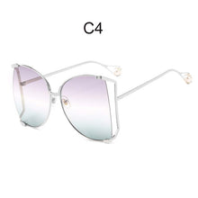 Load image into Gallery viewer, Fashion Oversized Sunglasses Women 2022 Brand Designer Big Square Sun Glasses Pearl Decoration Cat Eye Shades Butterfly Eyewear