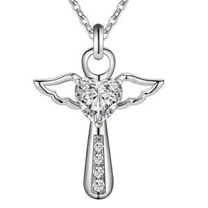 collana color argento gioielli donna moda matrimonio Croce cristallo CZ Collana pendente in pietra zircone regalo di Natale n296 