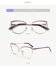 Load image into Gallery viewer, Metal Women Metal Glasses Frame Cat Eye Glasses Women Myopia Optical Clear Eyeglasses Frame Brand Designer Vintage