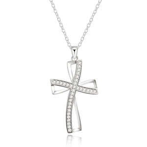 collana color argento gioielli donna moda matrimonio Croce cristallo CZ Collana pendente in pietra zircone regalo di Natale n296 