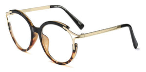 Lady Metal Hollow Round Glasses Frames For Women Cat Eye Brand Designer Optical EyeGlasses Fashion Eyewear