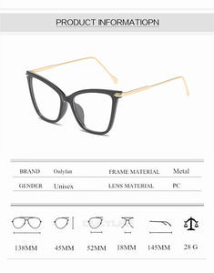Oulylan Transparent Glasses Cat Eye Glasses Frames for Women Men Clear Optical Eyeglasses Computer Eyewear