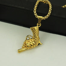 Load image into Gallery viewer, Revolver Uzi Gun Pendant Necklaces Women Men Hip Hop Jewelry Steampunk Bling Rhinestone Gold Long Chain Necklace