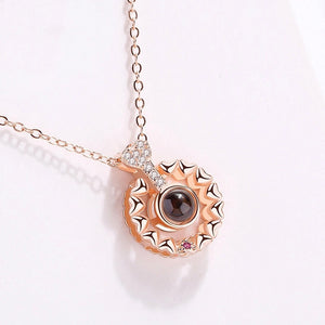 New Rose Gold 100 Languages I Love You Projection Pendant Necklace Romantic Love Memory Wedding Necklace