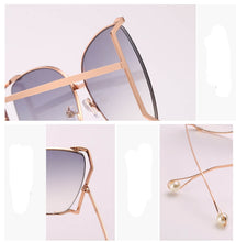 Load image into Gallery viewer, Fashion Oversized Sunglasses Women 2022 Brand Designer Big Square Sun Glasses Pearl Decoration Cat Eye Shades Butterfly Eyewear