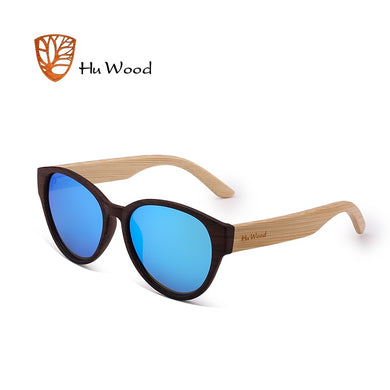 HU WOOD Brand Sunglasses Women Men Bamboo Frame Sun Glasses Round Printed Wrap Anti-Reflective Fishing Driving Eyewear GR8022