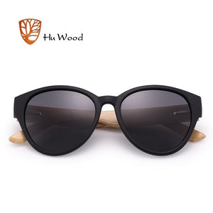 HU WOOD Brand Sunglasses Women Men Bamboo Frame Sun Glasses Round Printed Wrap Anti-Reflective Fishing Driving Eyewear GR8022