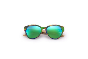 HU WOOD Brand Sunglasses Women Men Bamboo Frame Sun Glasses Round Printed Wrap Anti-Reflective Fishing Driving Eyewear GR8022