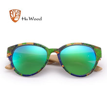 Load image into Gallery viewer, HU WOOD Brand Sunglasses Women Men Bamboo Frame Sun Glasses Round Printed Wrap Anti-Reflective Fishing Driving Eyewear GR8022