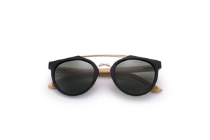 HU WOOD Brand Sunglasses Men Women Natural Bamboo Frame Sun Glasses Round Wrap Double Bridge Goggle Driving Travel GR8023