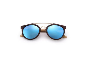 HU WOOD Brand Sunglasses Men Women Natural Bamboo Frame Sun Glasses Round Wrap Double Bridge Goggle Driving Travel GR8023