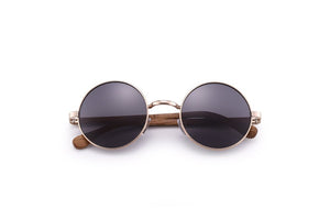 HU WOOD Trendy Steampunk Sunglasses Men Women Retro Sun Glasses Round Natural Wood Frame Log Eyewear UV400 Daily Fishing GR8024