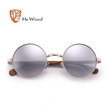 Carica l&#39;immagine nel visualizzatore di Gallery, HU WOOD Trendy Steampunk Sunglasses Men Women Retro Sun Glasses Round Natural Wood Frame Log Eyewear UV400 Daily Fishing GR8024