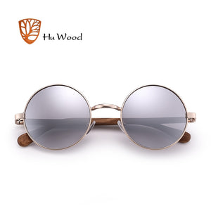 HU WOOD Trendy Steampunk Sunglasses Men Women Retro Sun Glasses Round Natural Wood Frame Log Eyewear UV400 Daily Fishing GR8024